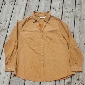 Vintage 90s White Stag Faux Suede button up blouse Carmel corn 1x